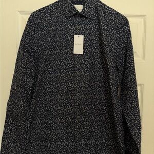 Paul Smith Dark Blue Floral Pattern Shirt